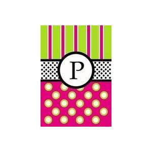  P Dots & Stripes Monogram Mini Flag: Patio, Lawn 