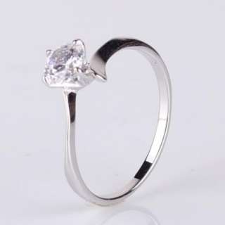 Valentines day gift diamond cut crystal 18K white gold filled lady 