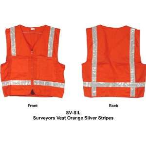   Surveyors Vest Orange Silver Stripes   5XL: Home Improvement