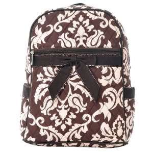  Quilted Damask Print Zippered Backpack: Baby