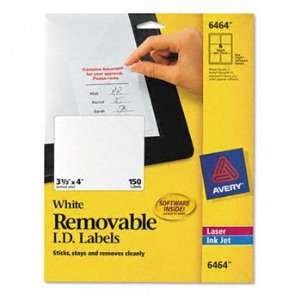  Avery 6464   Removable Inkjet/Laser ID Labels, 3 1/3 x 4 