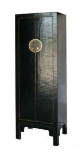 Chinese Black Narrow Moon Face Cabinet Armoire WK1372S  