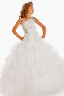 PERFECT ANGELS 1411 White size 4 GIRLS NATIONAL PAGEANT GOWN FORAL 
