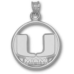  Miami Hurricanes 3/4in Sterling Silver Circle Pendant 
