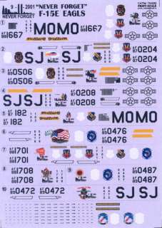Print Scale Decals 1/72 F 15E EAGLE 9 11 NEVER FORGET  