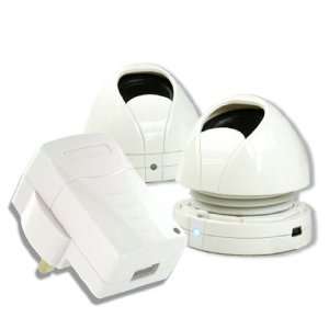 Modern Tech X MiniMax XminiMax 2 White Capsule Stereo Speakers and USB 