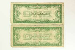   1934 Lot of 2   One Dollar $1 Bill Funny Back Silver Certificates Blue