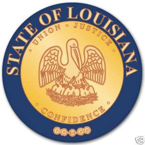 Louisiana State Seal Flag bumper sticker decal 4 x 4  