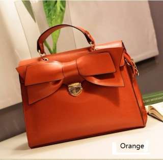 2012 New Womens Fashion Black Red Orange PU Leather Handbag Shoulder 