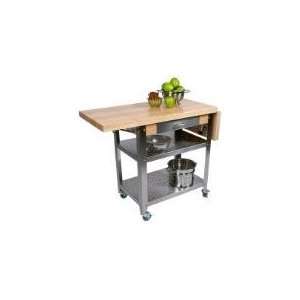     Cucina Elegante Cart, S/S Undershelves, Drawer & 2 Drop Leaves