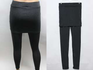 Womens Charcoal Gray Solid Elastic Cotton Warm Skirt Leggings S 