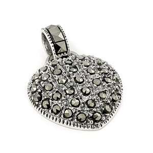  Marcasite Pave Heart Pendant: Jewelry
