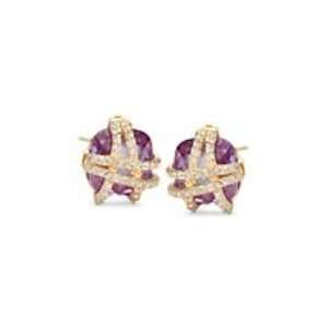  FANCY STUDDED WRAP UP EARRING WITH LAVENDER CZ CHELINE 