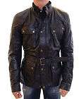 NWT $1950 BELSTAFF Temple Blouson Leather Jacket Man Antique Black s 