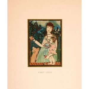 1919 Lithograph Pamela Bianco First Steps Baby Child Mother Graphic 
