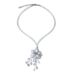  Pearl necklace, White Camellia 0.2 W 17.5 L Jewelry