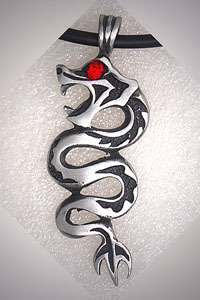 Serpent/Dragon Naga God of Snake W imitation Crystal Eye Silver Pewter 