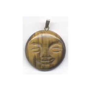  Tiger Eye Moon Face Pendant, SP Findings: Arts, Crafts 