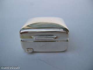 STERLING SILVER PLAIN SQUARE EMBOSSED PILL BOX   NEW  