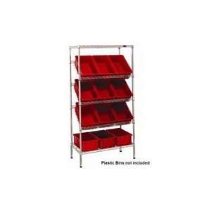 Chrome Wire Shelving unit with Slant Shelves:  Industrial 