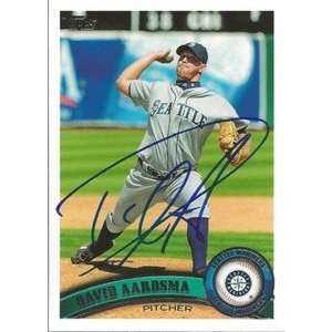  David Aardsma Signed Seattle Mariners 2011 Topps Card 