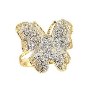   Fancy Large Butterfly Design Cocktail Ring with Created Gems: Jewelry