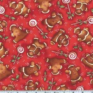   Gingerbread Men Red Fabric By The Yard: Arts, Crafts & Sewing