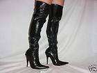 SS4U Blue Leather 4 Heels Thigh High Boots Size 12  