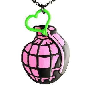 Unique Women / Girl Love Bomb on Heart Charm Necklace Pendant With 16 