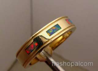 Brilliant Red & Blue Mens Opal Wedding Ring Band Heavy 12grams 14k 