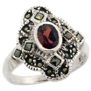   Ring, w/ Oval Cut Natural Garnet, 3/4 (19mm) wide, size 7 Jewelry