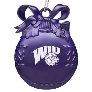 Western Illinois University   Pewter Christmas Tree Ornament   Purple 