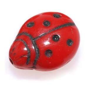  Czech Glass Beads Opaque Red And Black Lady Bug 11x14mm 