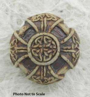 10 High Fired Ceramic Beads, Celtic Shield, New  