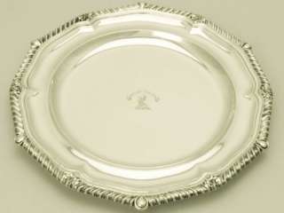 fine antique early Victorian English sterling silver dinner plate 