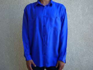 259 Silk Mens Ocean Blue Shirts Long Sleeve w/Pockets  