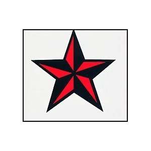    Red & Black Nautical Star 2 wide Temporaray Tattoo: Toys & Games
