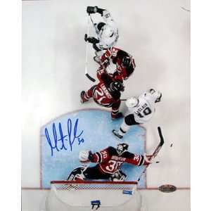  Martin Brodeur Autographed Overhead Stick Save Against 