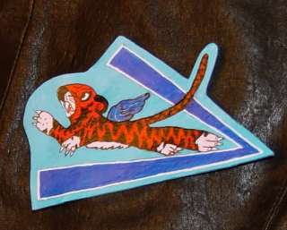 VINTAGE WWII AVG HAND PANTED LEATHER FLYING TIGER patch  
