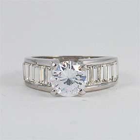 CT WHITE ROUND/BAGUETE CZ WEDDING ENGAGEMENT RING  