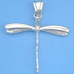 C321 Sterling Silver 1.75 Dragonfly Pendant Free S/H  