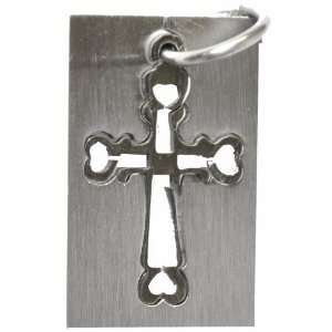   Stainless Steel Matte Plate with Carved Cross In The Center: Jewelry