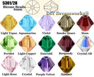 50pcs you Pick Swarovski Crystal 5301 6mm Bicone Beads  