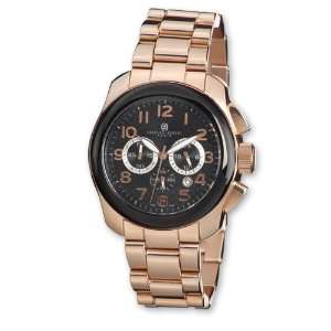   Mens Charles Hubert Rose plated Black Dial Chronograph Watch: Jewelry