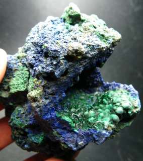 Royal Blue Azurite Geode w/Malachite Balls group  AZ022  