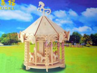 Woodcraft Construction Kit Wood Carousel Merry Go Round  