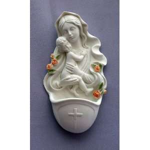  Our Lady with Roses and Baby Jesus Holy water font 