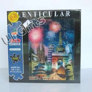 UrGifts     500 pcs 3D Visual Effects Lenticular Puzzle World Famous 