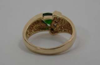 Nice Green Tourmaline & Diamond 14K Gold Ring 5.2g/Size 6.5  
