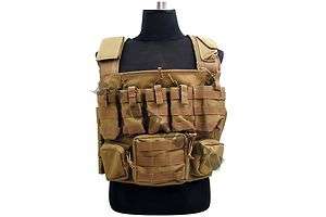 Voodoo Tactical MOLLE Chest Rig w/ Magazine Utility Pouches Coyote Tan 